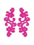 Fuchsia Alfie Embroidered Fabric Appliqué 20x9cm - 1 Pair - Appliqués for Leotards and Dresses