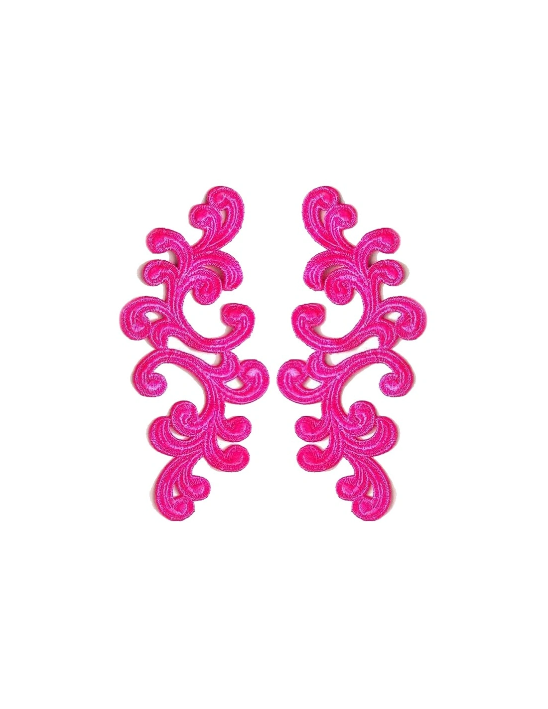 Fuchsia Alfie Embroidered Fabric Appliqué 20x9cm - 1 Pair - Appliqués for Leotards and Dresses