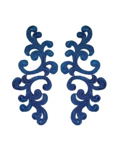 Royal Blu Alfie Embroidered Fabric Appliqué 20x9cm - 1 Pair - Appliqués for Leotards and Dresses