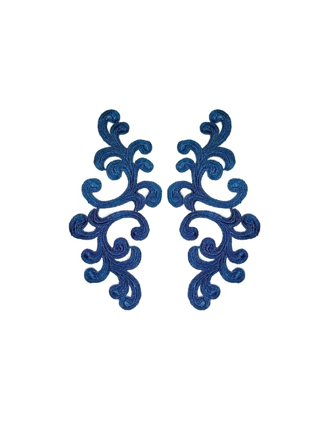 Royal Blu Alfie Embroidered Fabric Appliqué 20x9cm - 1 Pair - Appliqués for Leotards and Dresses