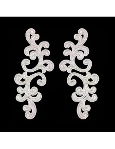 White  Alfie Embroidered Fabric Appliqué 20x9cm - 1 Pair - Appliqués for Leotards and Dresses