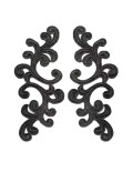 Black Alfie Embroidered Fabric Appliqué 20x9cm - 1 Pair - Appliqués for Leotards and Dresses