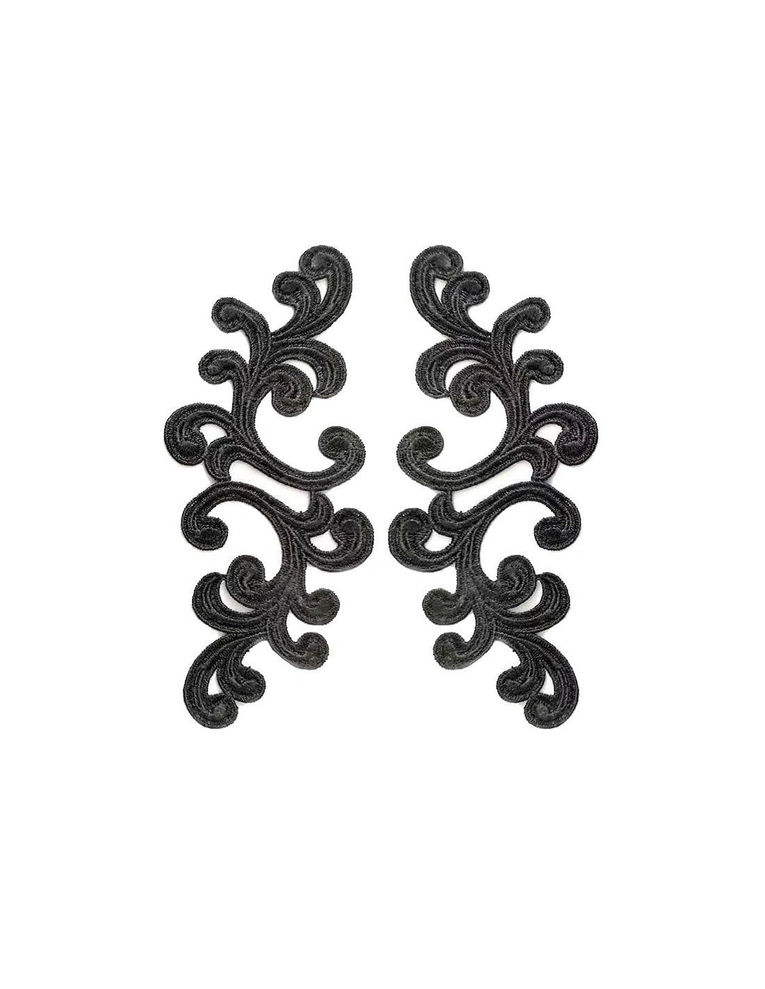 Applicazione in Tessuto ricamato Alfie Nero cm 20x9 - 1PA - Applicazioni per Body e Abiti