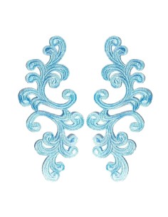 Sky Blue Alfie Embroidered Fabric Appliqué 20x9cm - 1 Pair - Appliqués for Leotards and Dresses