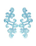 Sky Blue Alfie Embroidered Fabric Appliqué 20x9cm - 1 Pair - Appliqués for Leotards and Dresses