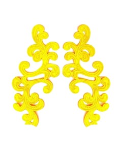 Yellow Alfie Embroidered Fabric Appliqué 20x9cm - 1 Pair - Appliqués for Leotards and Dresses