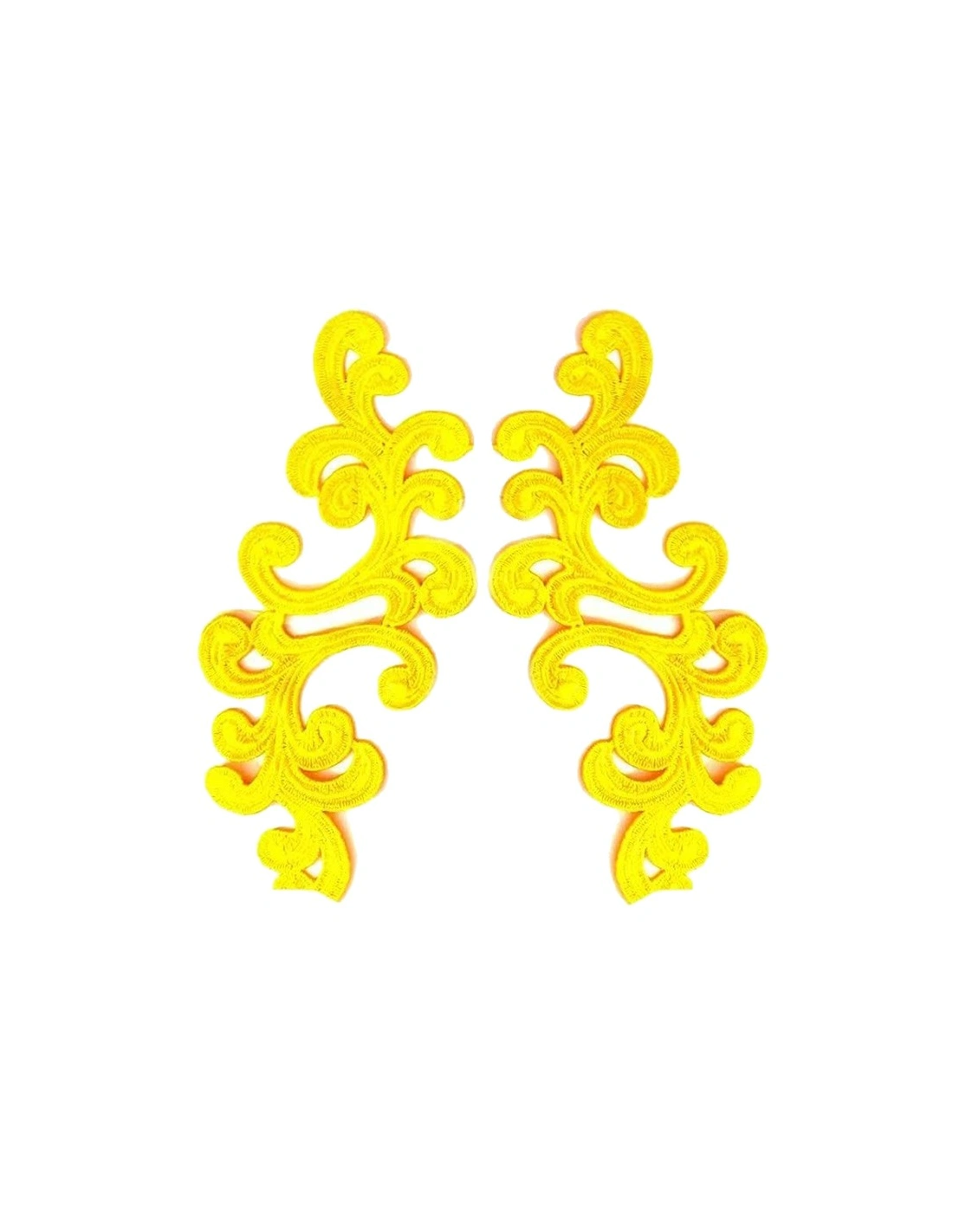 Yellow Alfie Embroidered Fabric Appliqué 20x9cm - 1 Pair - Appliqués for Leotards and Dresses