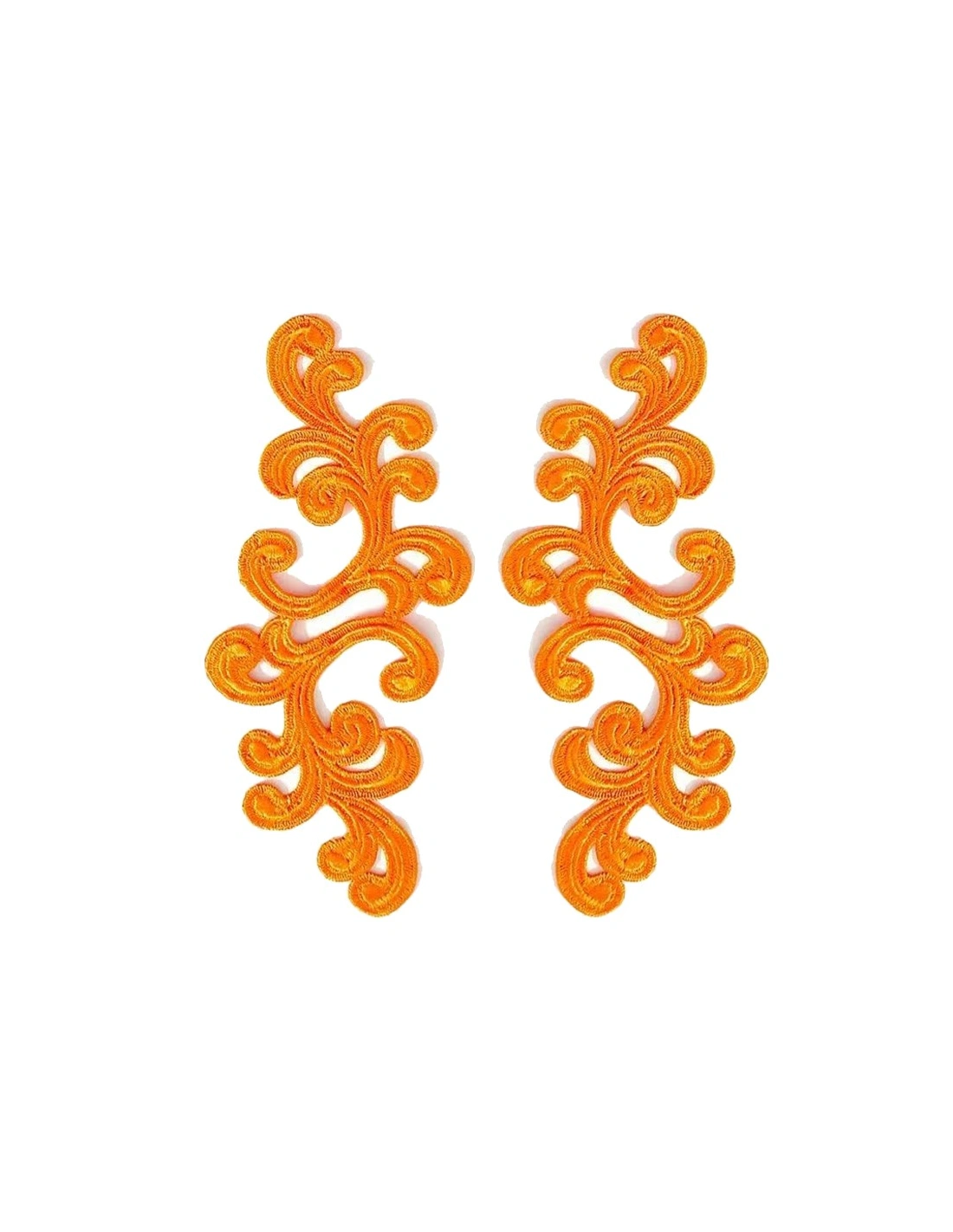 Orange  Alfie Embroidered Fabric Appliqué 20x9cm - 1 Pair - Appliqués for Leotards and Dresses