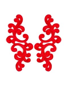 Red Alfie Embroidered Fabric Appliqué 20x9cm - 1 Pair - Appliqués for Leotards and Dresses