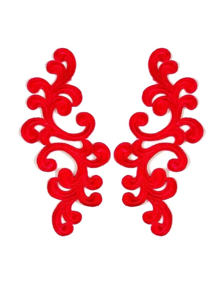 Applicazione in Tessuto ricamato Alfie Rosso cm 20x9 - 1PA - Applicazioni per Body e Abiti