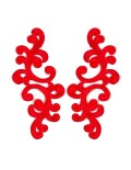 Red Alfie Embroidered Fabric Appliqué 20x9cm - 1 Pair - Appliqués for Leotards and Dresses