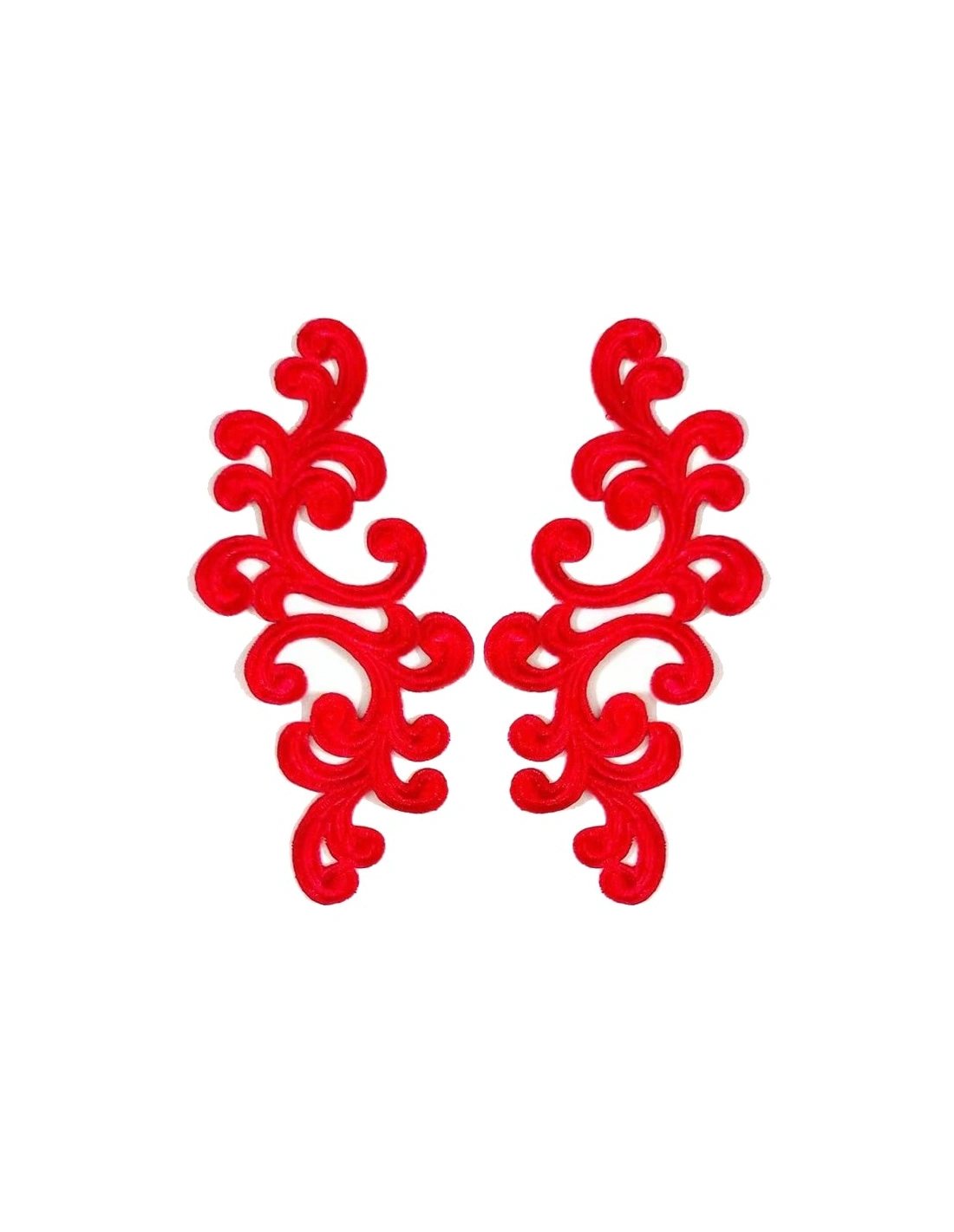 Red Alfie Embroidered Fabric Appliqué 20x9cm - 1 Pair - Appliqués for Leotards and Dresses