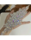 Applicazione in Catena Strass Argento e Pietre Boreali cm 20X8 - 1PZ