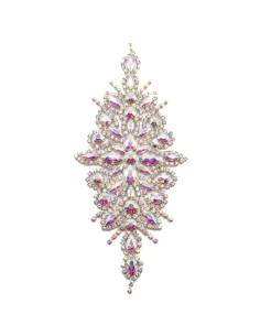 Applicazione in Catena Strass Argento e Pietre Boreali cm 20X8 - 1PZ 2