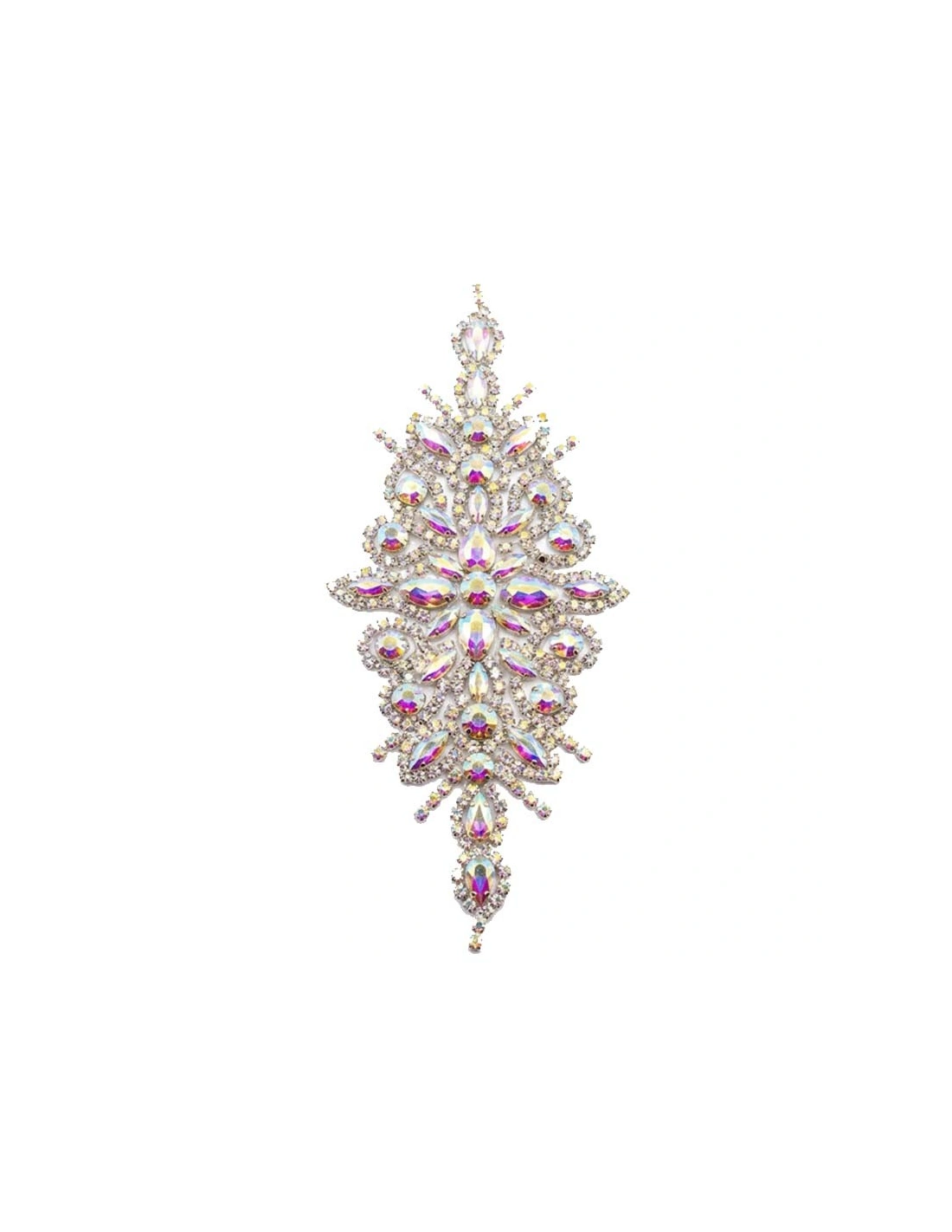 Applicazione in Catena Strass Argento e Pietre Boreali cm 20X8 - 1PZ