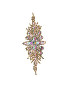Applicazione in Catena Strass Oro e Pietre Golden Shadow cm 20X8 - 1PZ 2