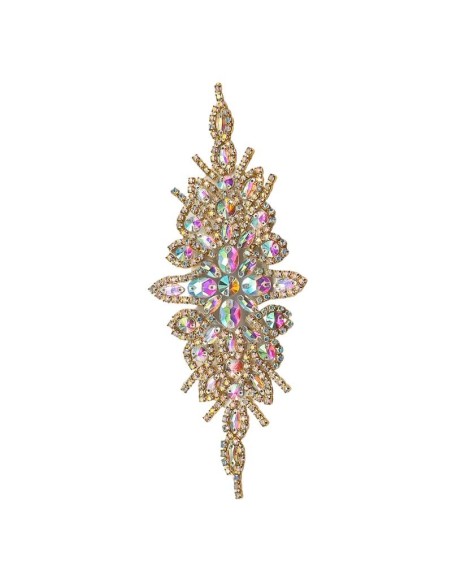 Applicazione in Catena Strass Oro e Pietre Golden Shadow cm 20X8 - 1PZ