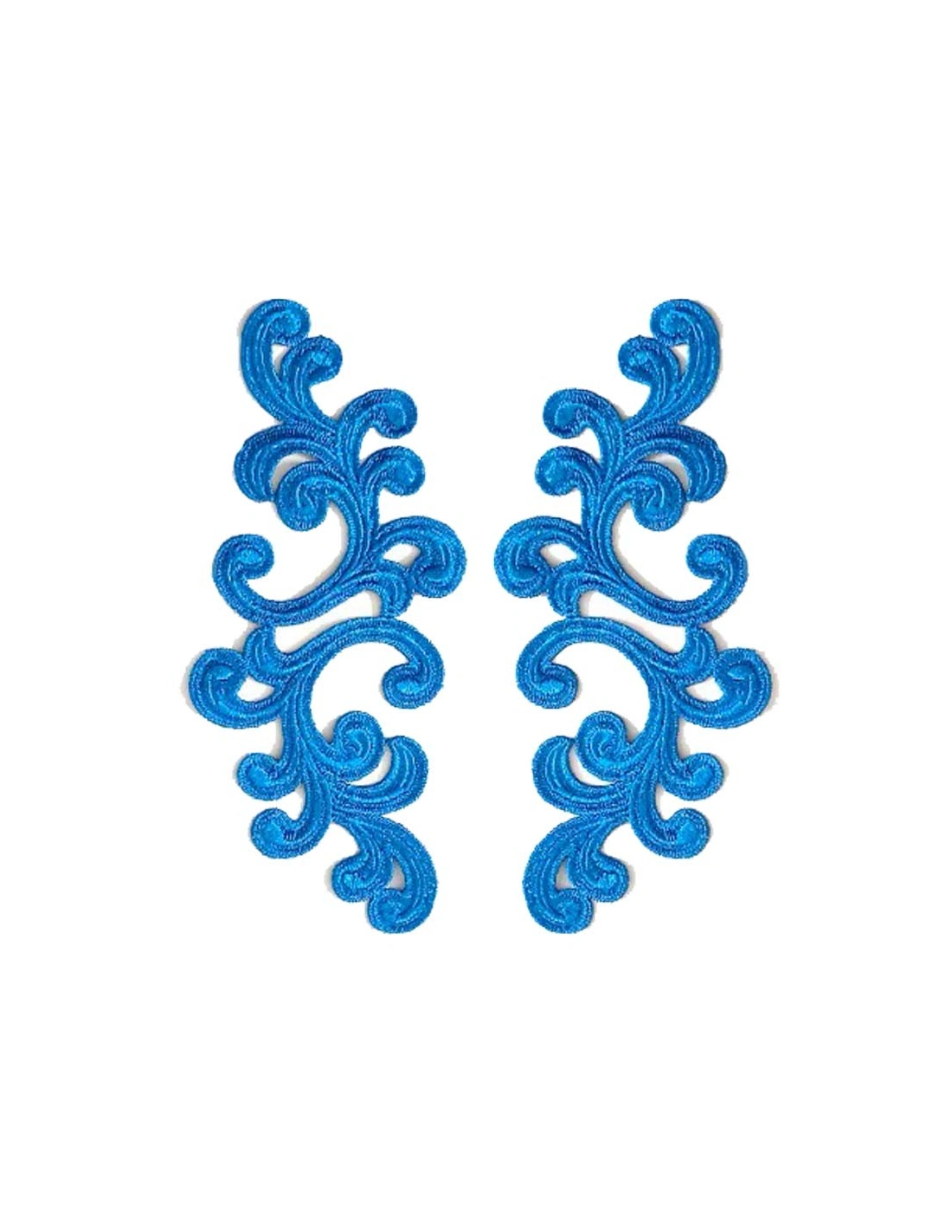 Royal Blu Alfie Embroidered Fabric Appliqué 20x9cm - 1 Pair - Appliqués for Leotards and Dresses