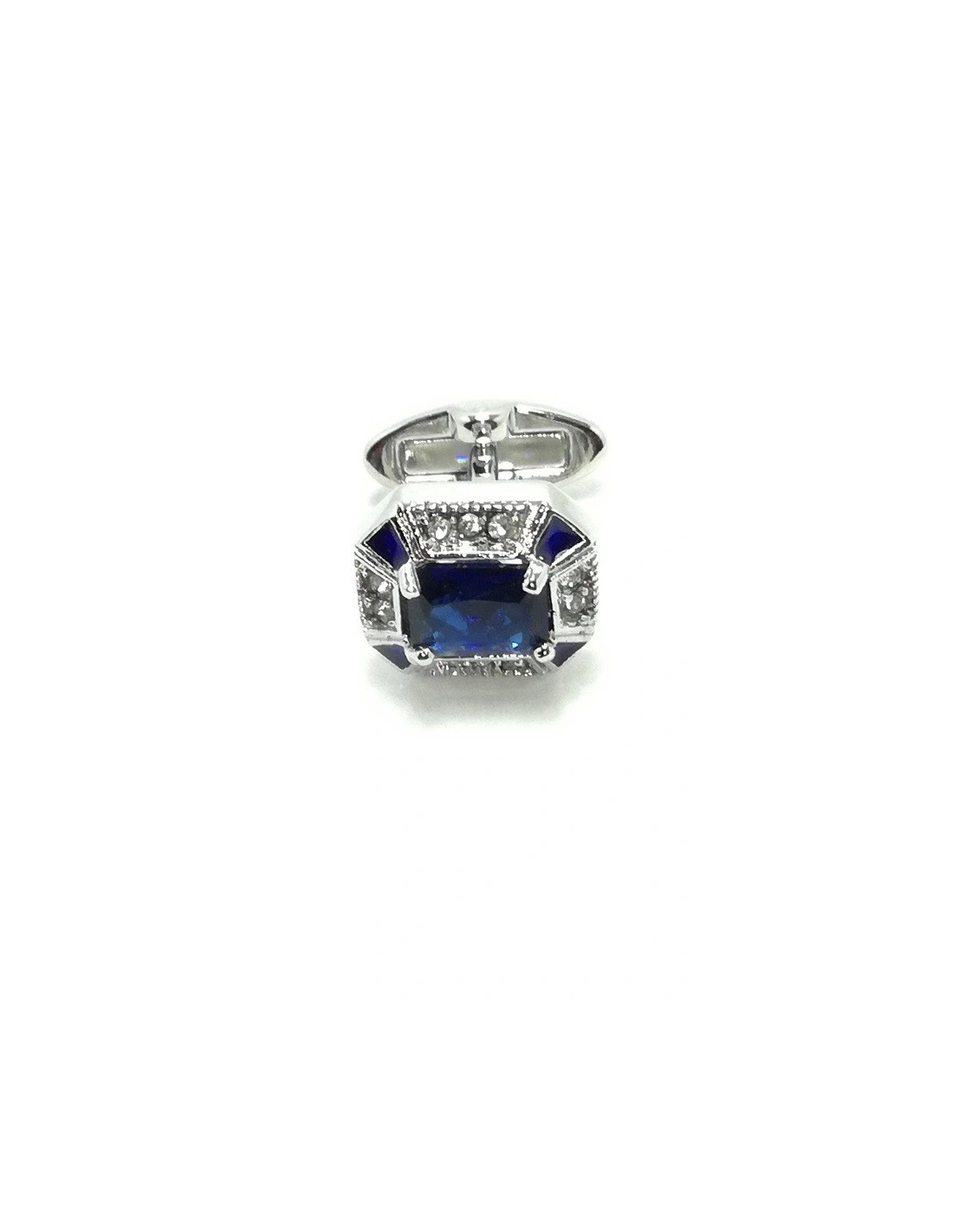 Cufflinks Rectangular Stone-Montana-Rhinestones Crystal-Silver