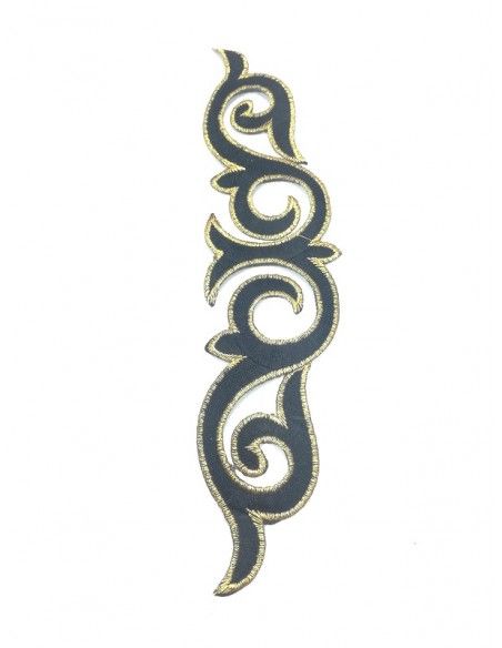 Applicazione in Tessuto ricamato Black cm 24x5.5 - 1PZ