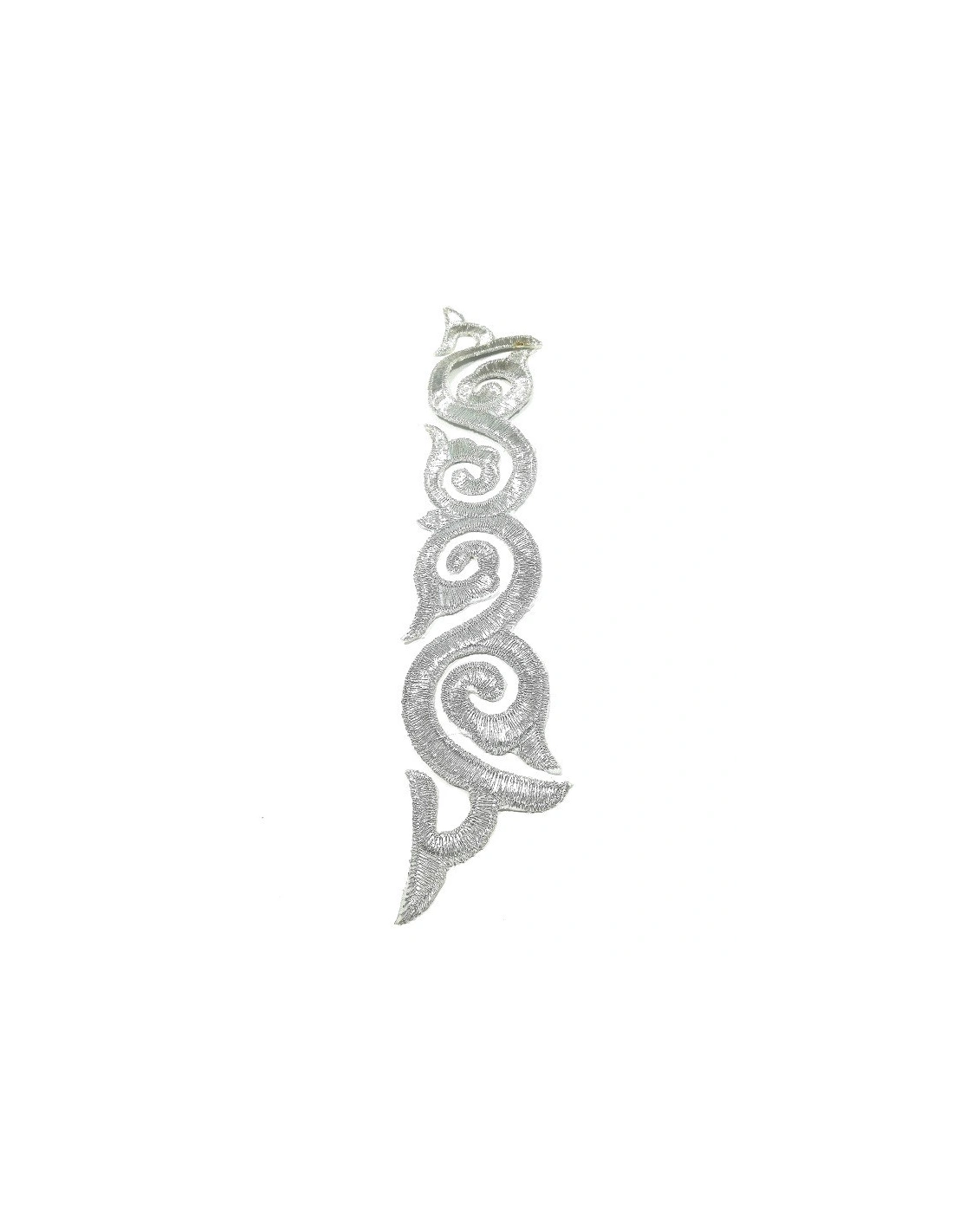 Application embroidered fabric Silver 24x4.5 cm - 1PC - Applications for Leotards and Dresses