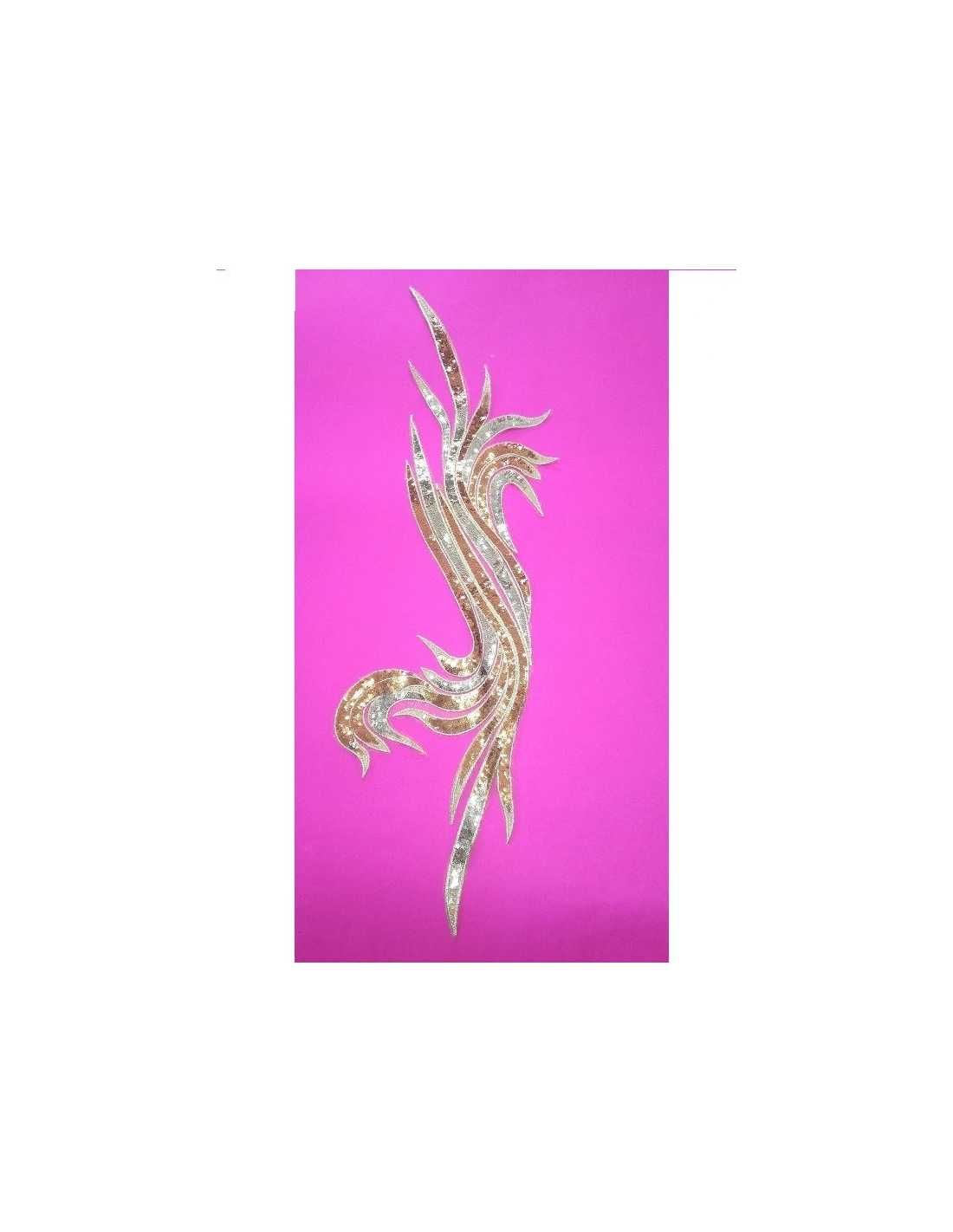 Applicazione in Tessuto ricamato e Paillettes Gold cm 56x21 - 1PZ - Applicazioni per Body e Abiti