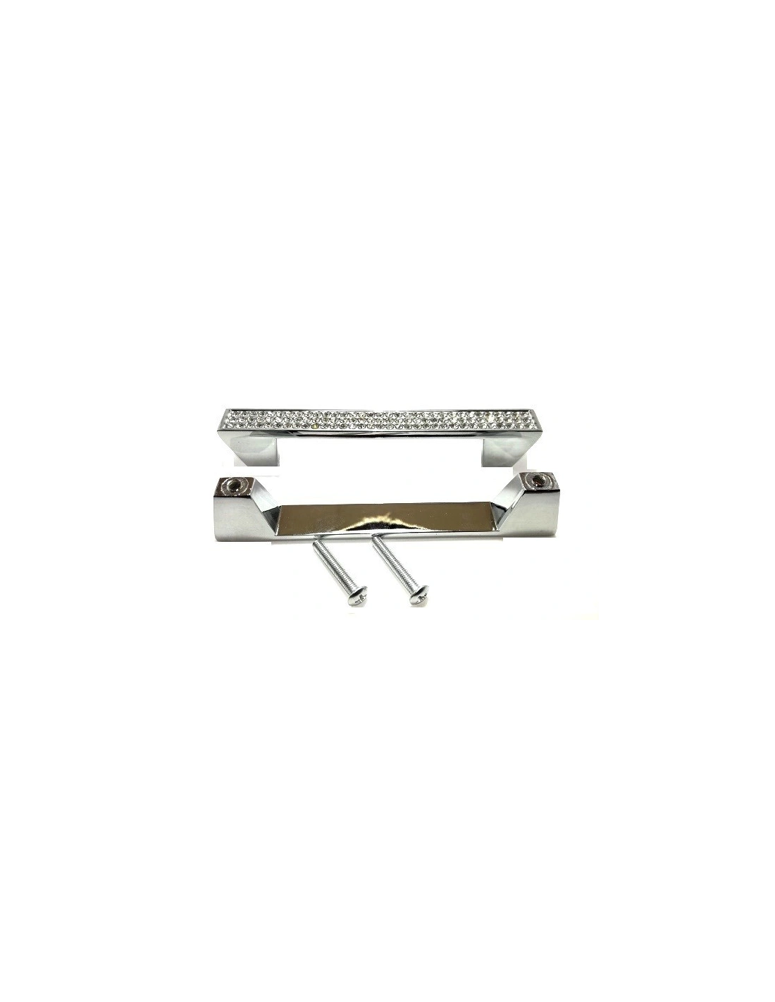 Handle with Strass 11.7 x 2.0 x 1.2 Crystal / Silver - 1PZ - Home
