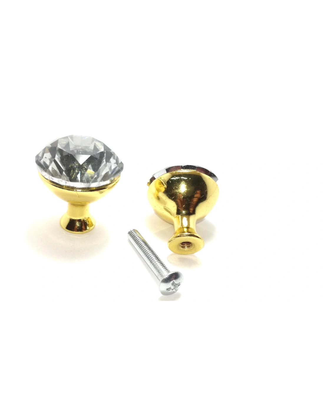 Knobs with Strass 25 mm Crystal / Gold - 1PZ - Home