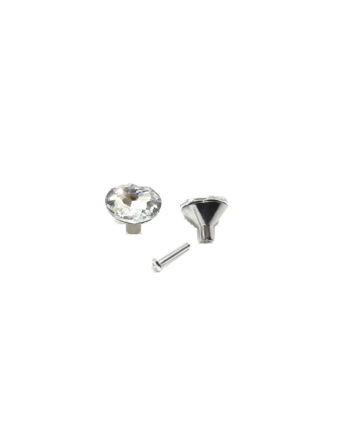Knobs with Strass 30 mm Crystal / Silver - 1PZ - Home