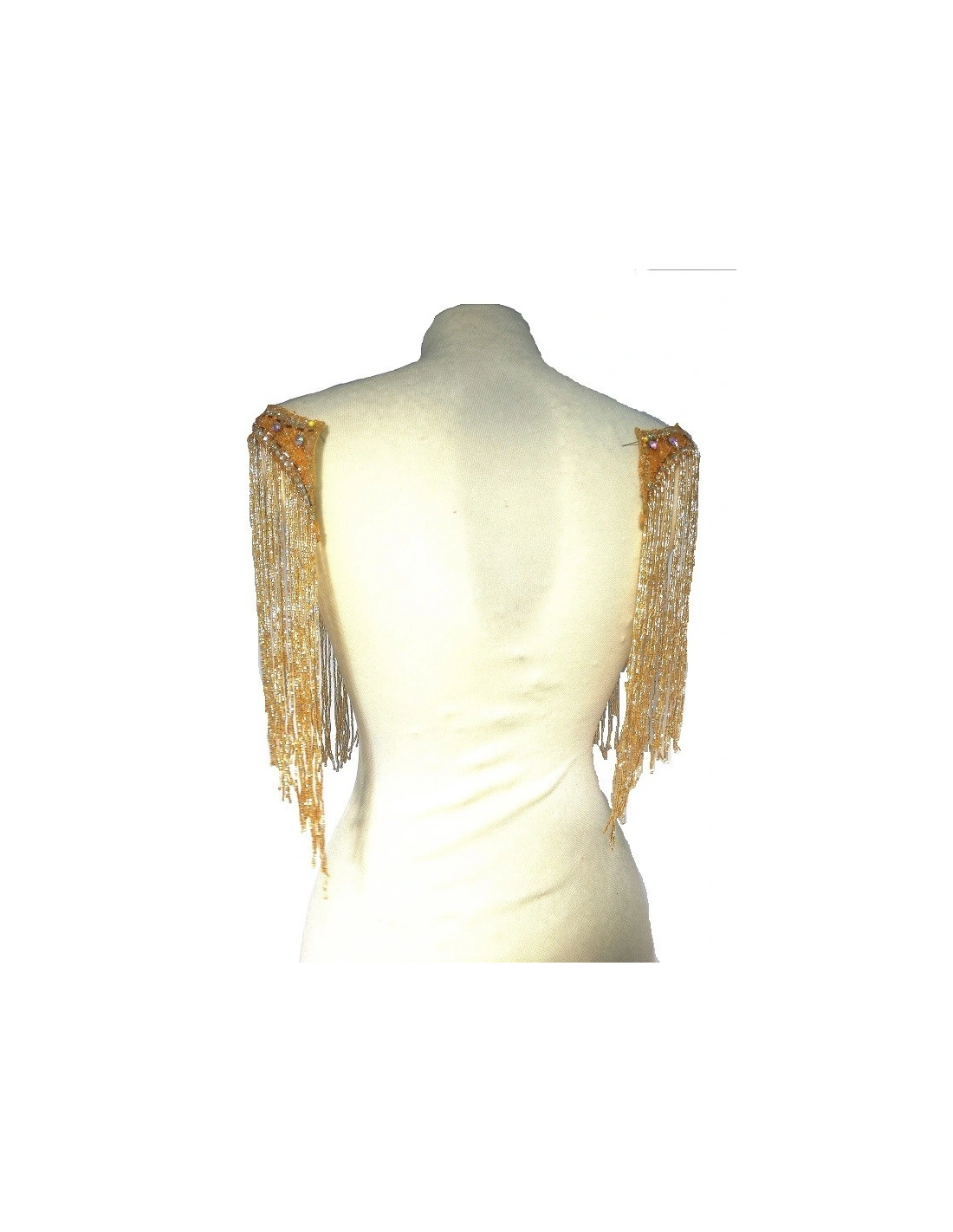 Frangia Monofacciale a Cannette con Bordo Strassato  cm. 65x29 Gold- 1PZ