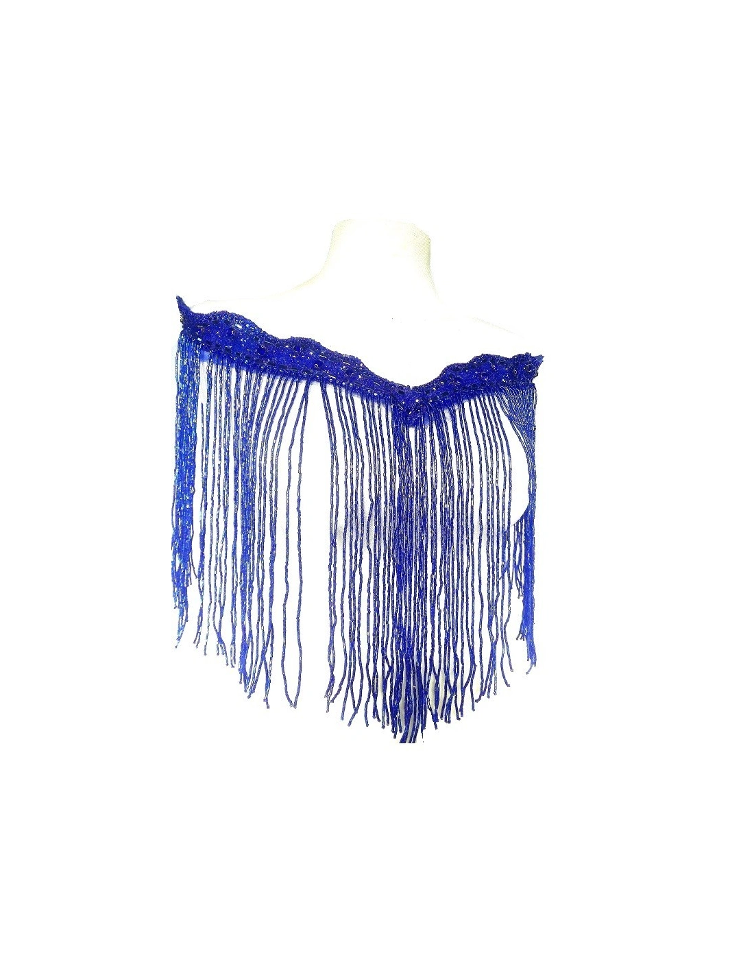 Frangia Monofacciale a Cannette con Bordo Strassato  cm. 49x29 Sapphire - 1PZ