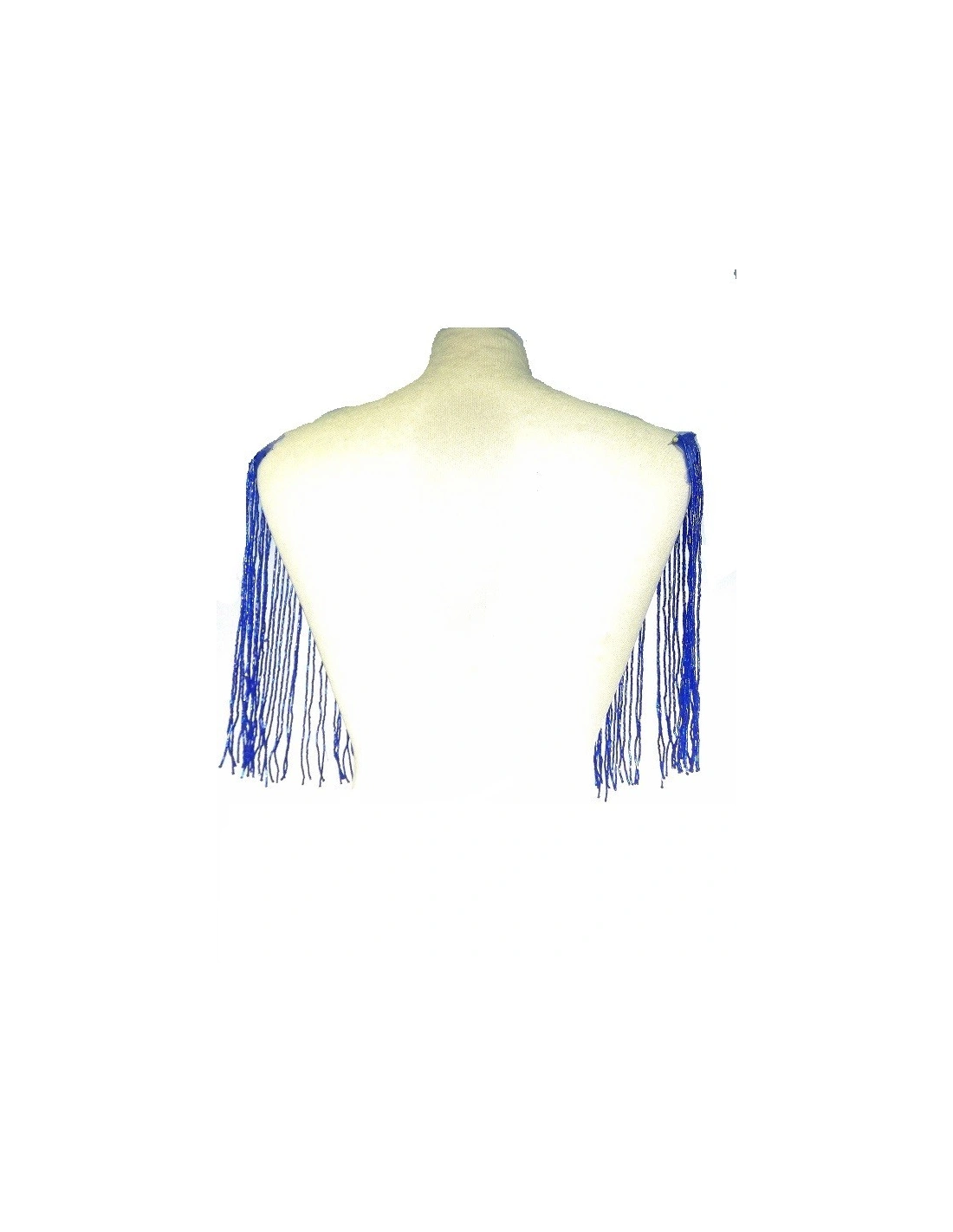 Fringe Single sided at Bugles with strass edge cm. 49x29 Sapphire- 1PC - Fringes and Feathers