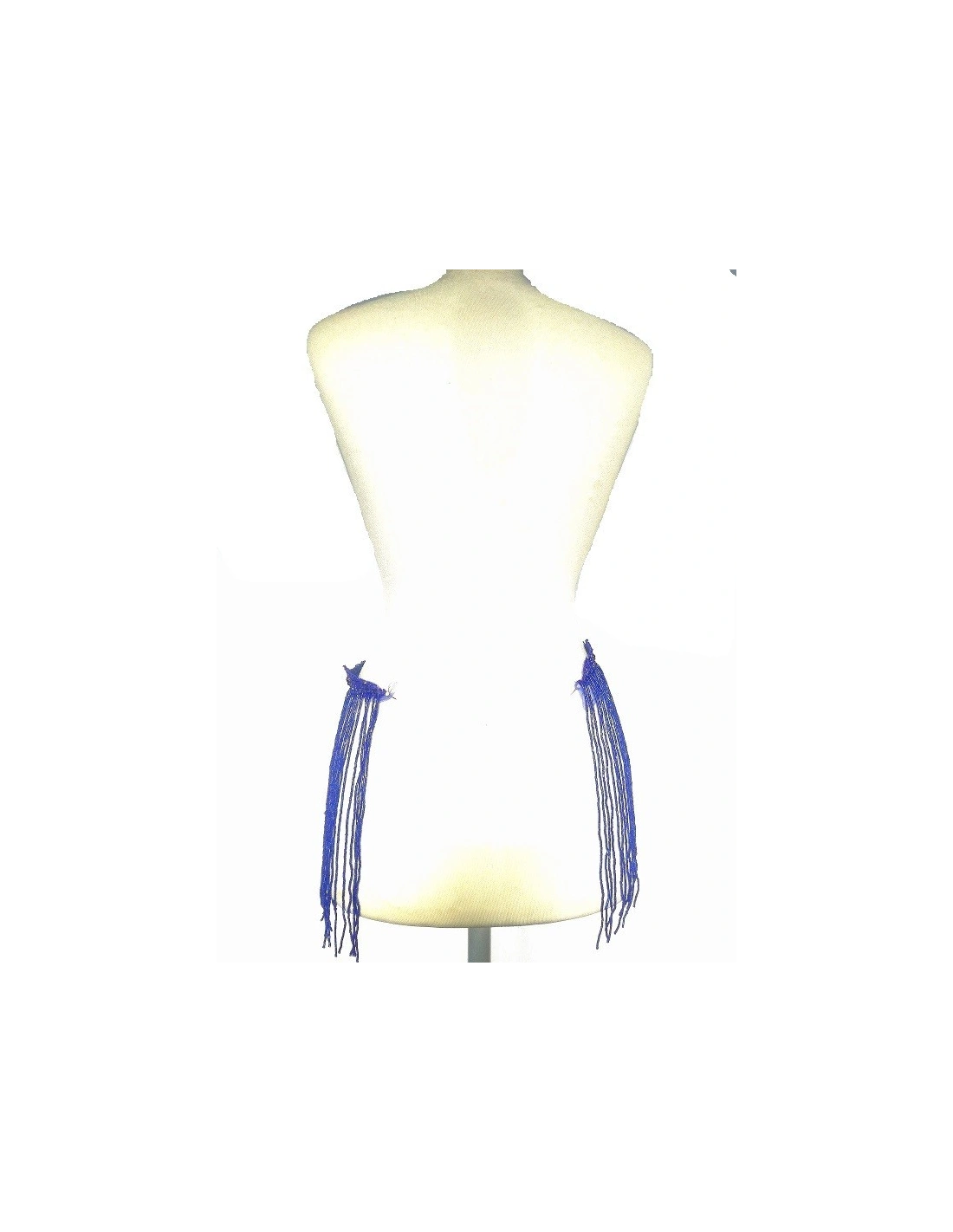 Fringe Single sided at Bugles with strass edge cm. 49x29 Sapphire- 1PC - Fringes and Feathers