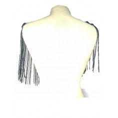 Frangia Monofacciale a Cannette con Bordo Strassato  cm. 49x29 Jet - 1PZ 2