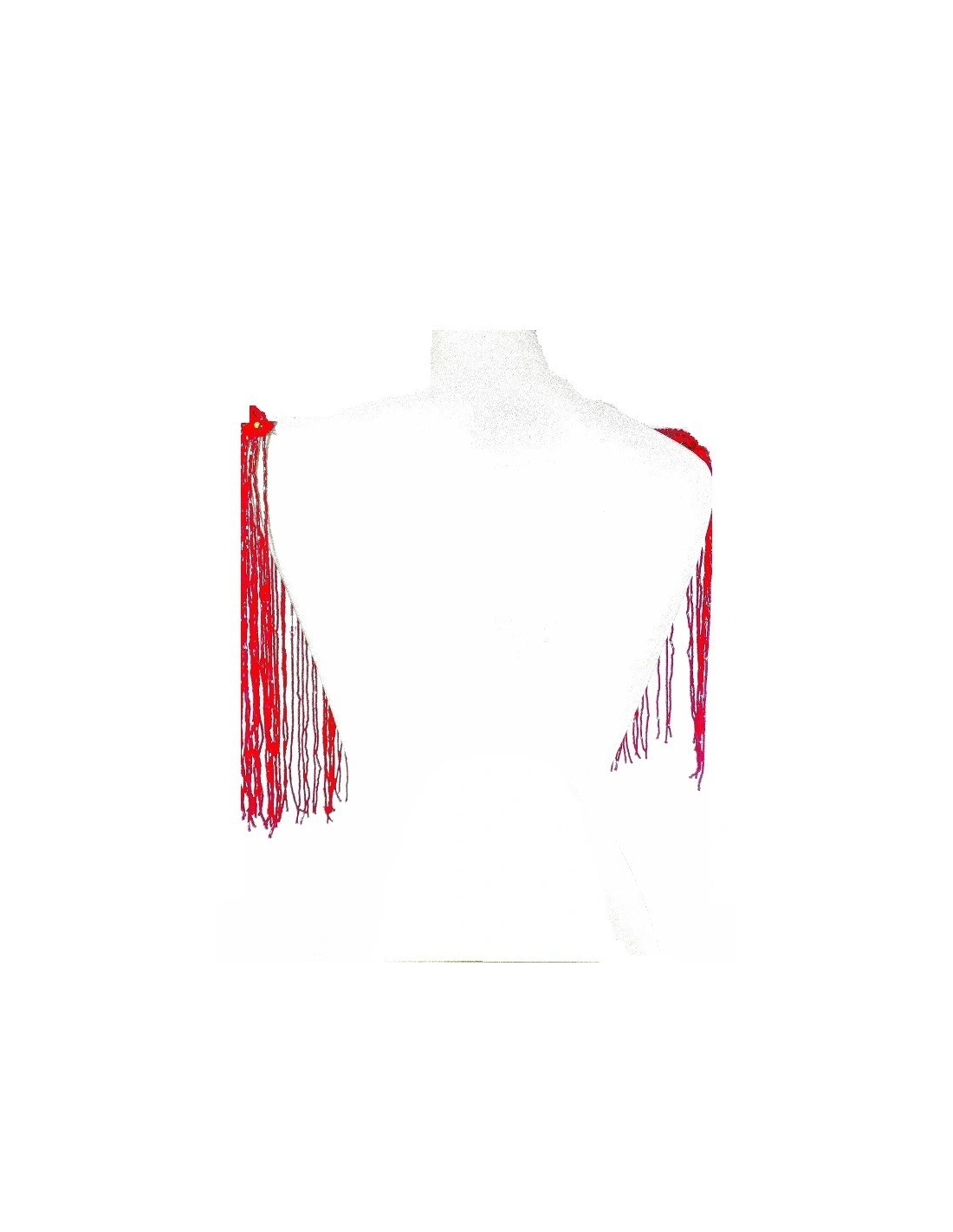 Fringe Single sided at Bugles with strass edge cm. 49x29 Light Siam- 1PC - Fringes and Feathers