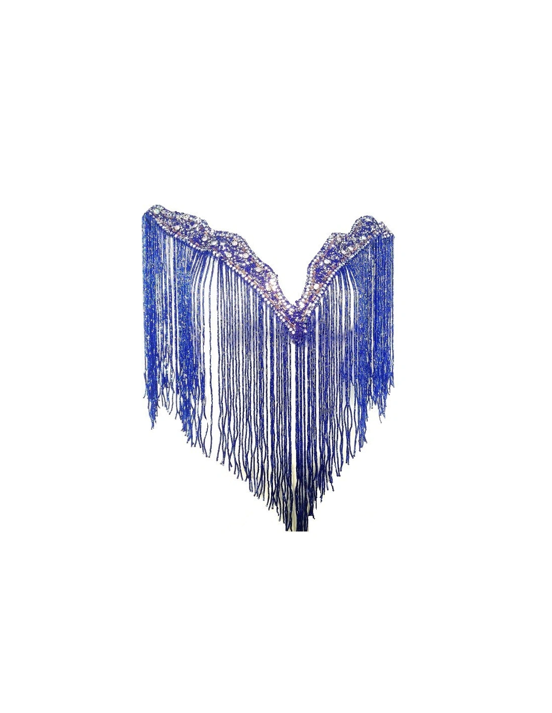Frangia Bifacciale a Cannette con Bordo Strassato  cm. 61x29 Sapphire - 1PZ