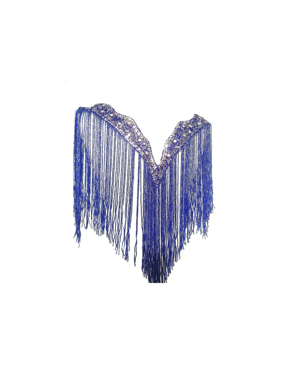 Frangia Bifacciale a Cannette con Bordo Strassato  cm. 61x29 Sapphire - 1PZ