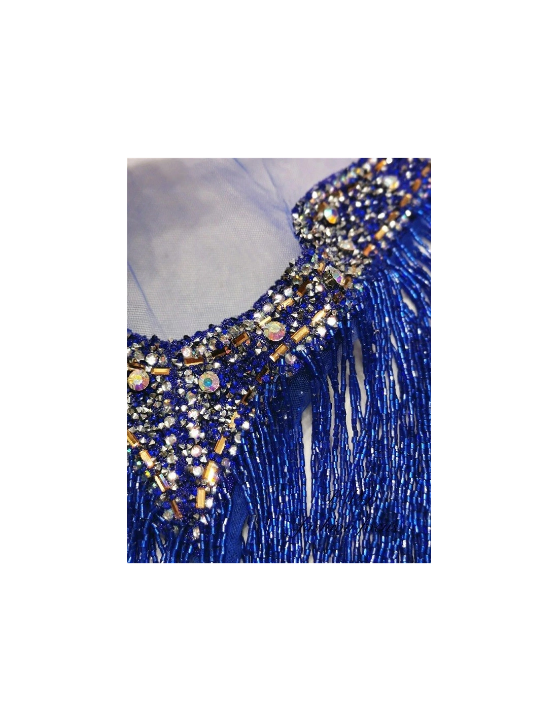 Frangia Monofacciale a Cannette con Bordo Strassato  cm. 49x29 Sapphire - 1PZ