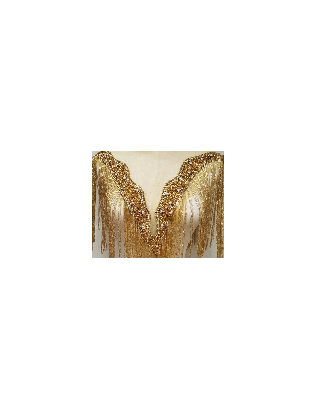 Frangia Bifacciale a Cannette con Bordo Strassato  cm. 61x29 Gold - 1PZ