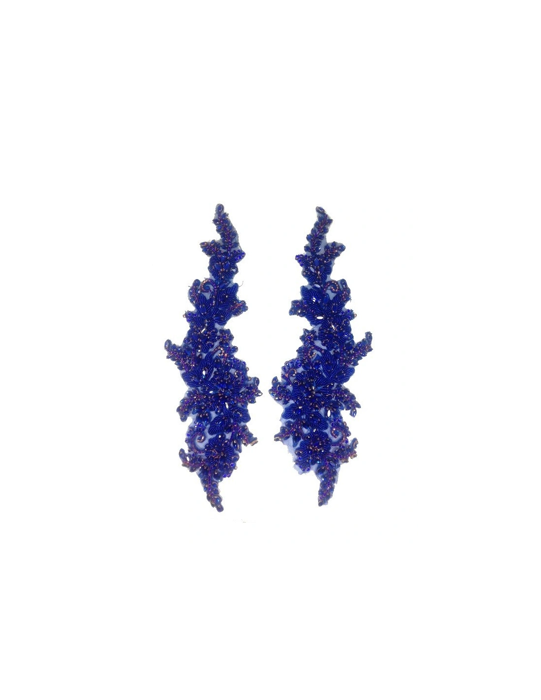 Applicazione Strass Sapphire su tulle Blu cm 37,5x10,5 - 1PA - Decorazioni per abiti