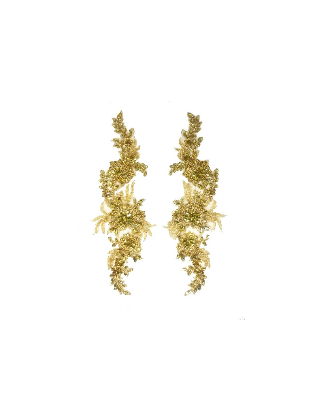 Application Strass Topaz on tulle Gold 40 x 12 cm - 1PC - DECORATIONS FOR CLOTHES