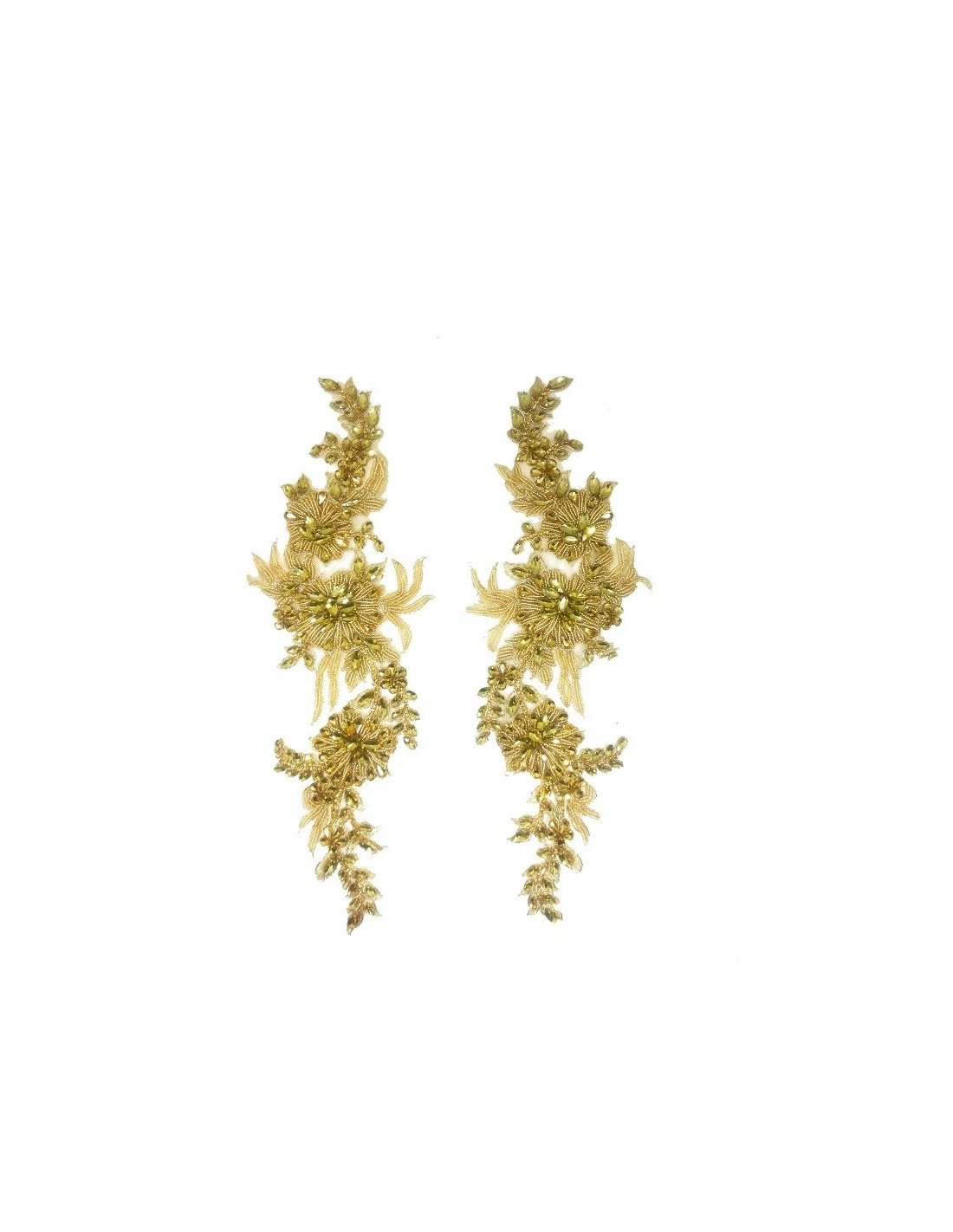 Applicazione Strass Topaz su tulle Oro cm 40x12 - 1PA - Decorazioni per abiti