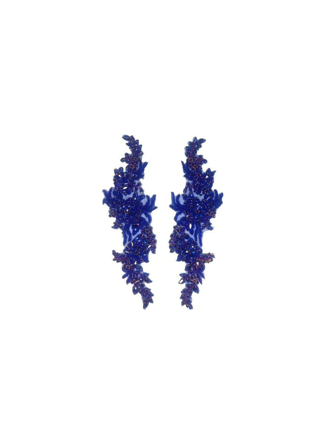 Applicazione Strass Sapphire su tulle Blu cm 34,5x10 - 1PA - Decorazioni per abiti