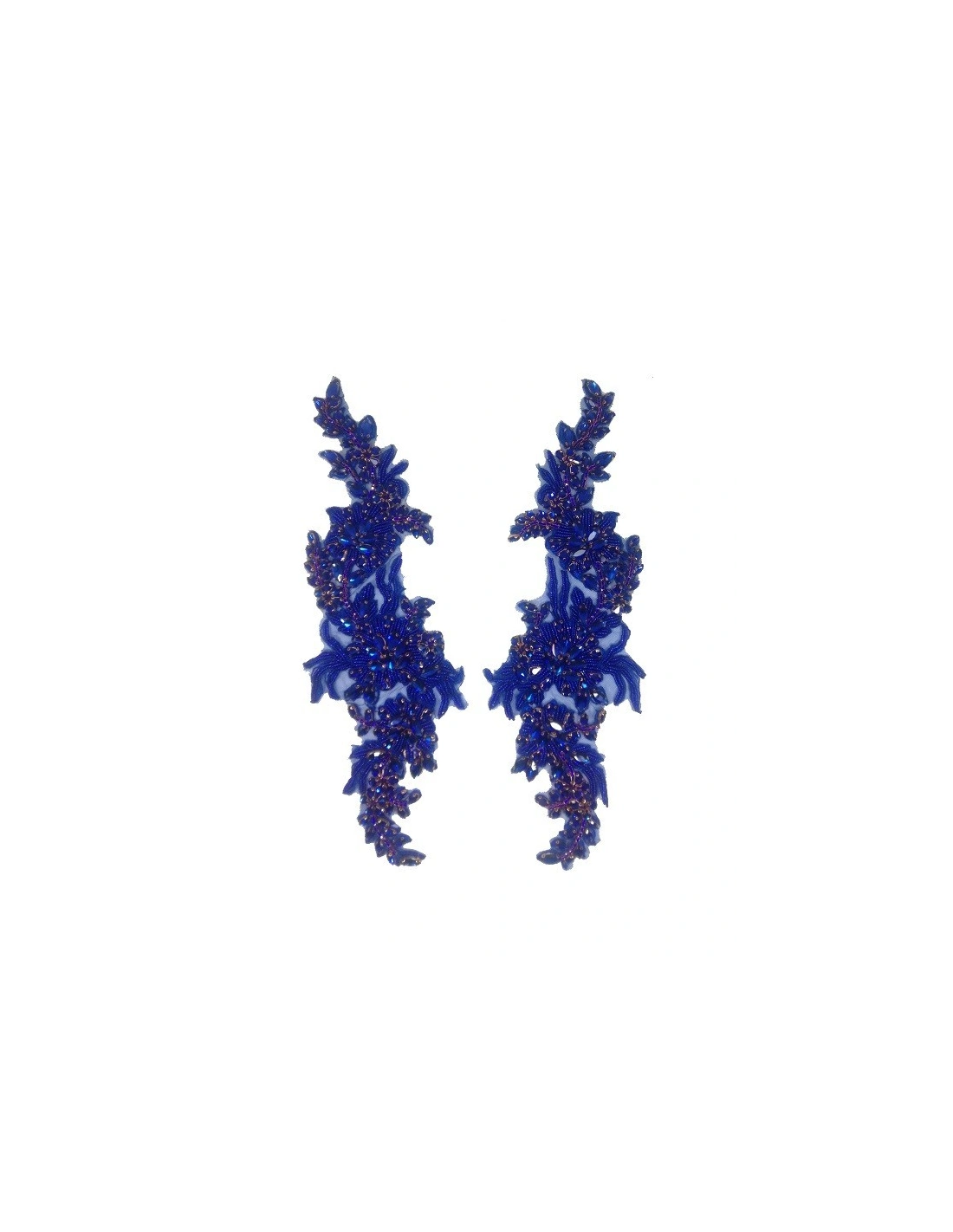 Applicazione Strass Sapphire su tulle Blu cm 34,5x10 - 1PA - Decorazioni per abiti