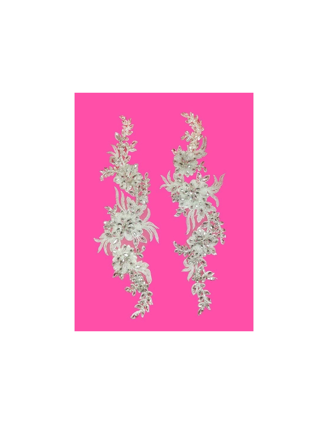 Application Strass Crystal on white tulle 40x12 cm - 1PC - DECORATIONS FOR CLOTHES