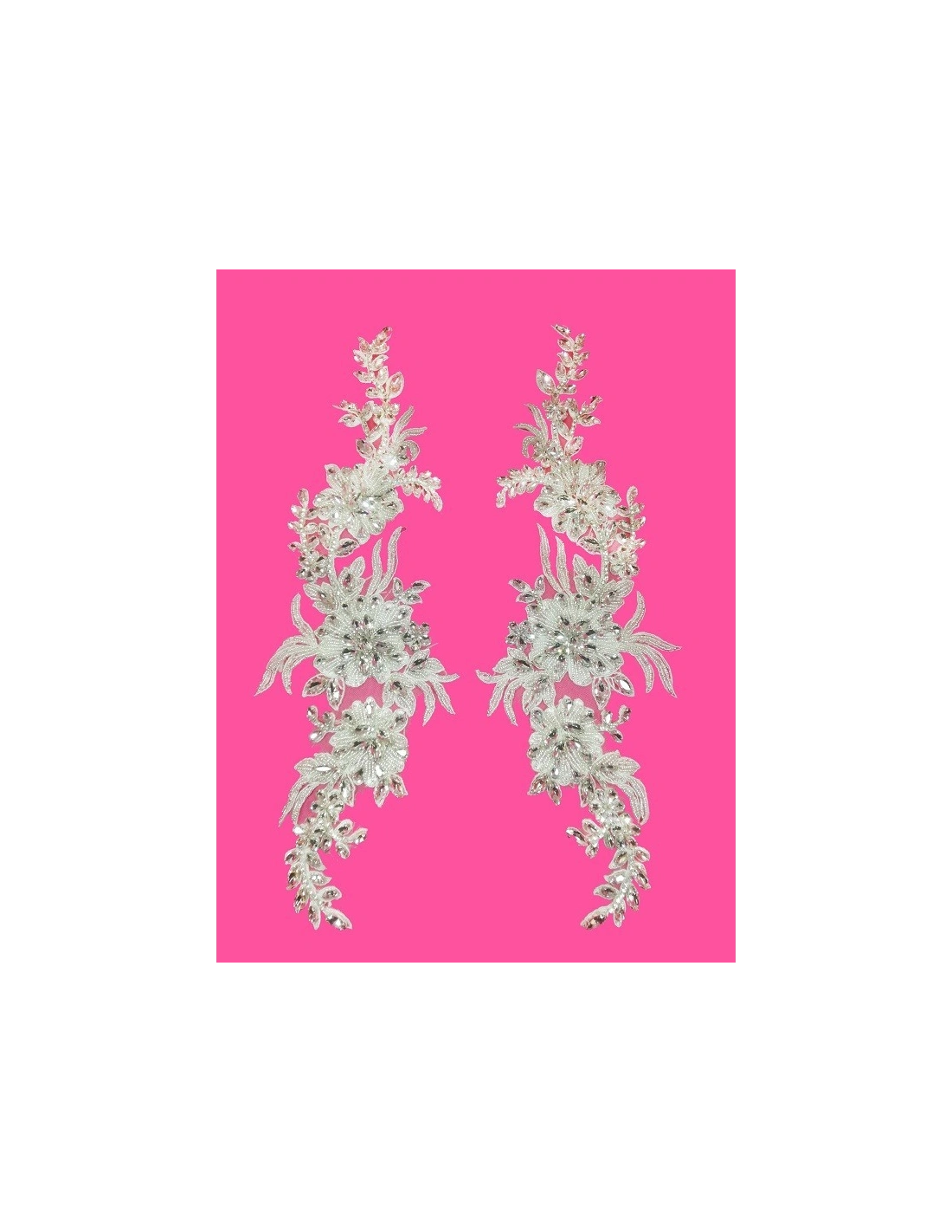 Application Strass Crystal on white tulle 40x12 cm - 1PC - DECORATIONS FOR CLOTHES