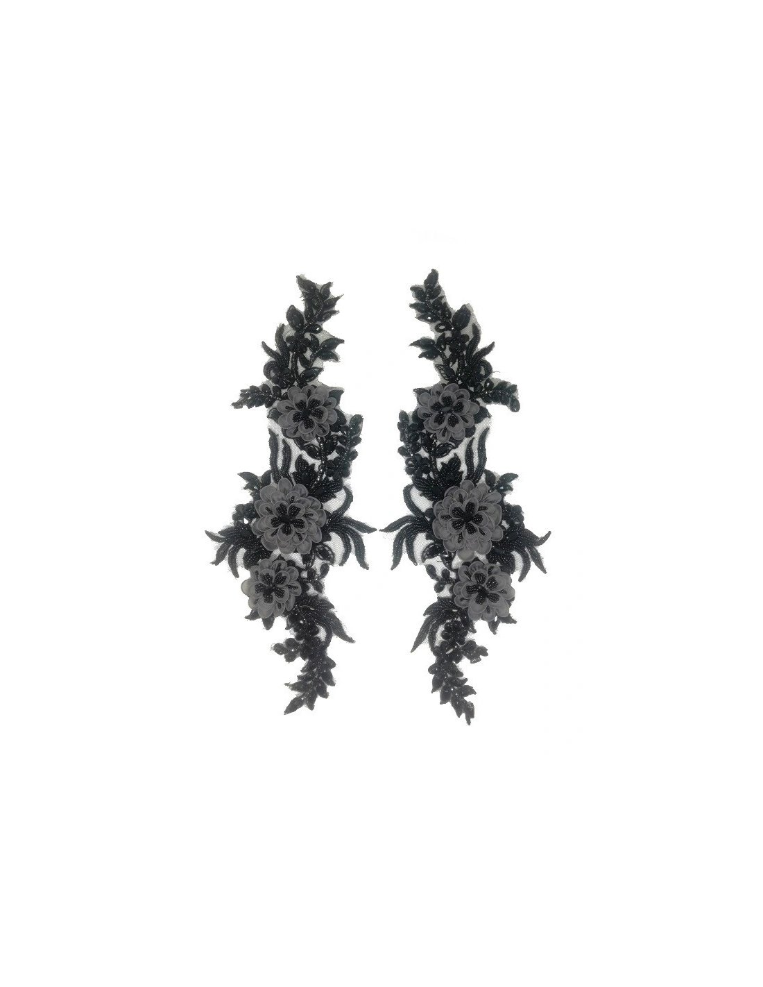 Application Strass Black on black tulle 39x14 cm - 1PC - DECORATIONS FOR CLOTHES