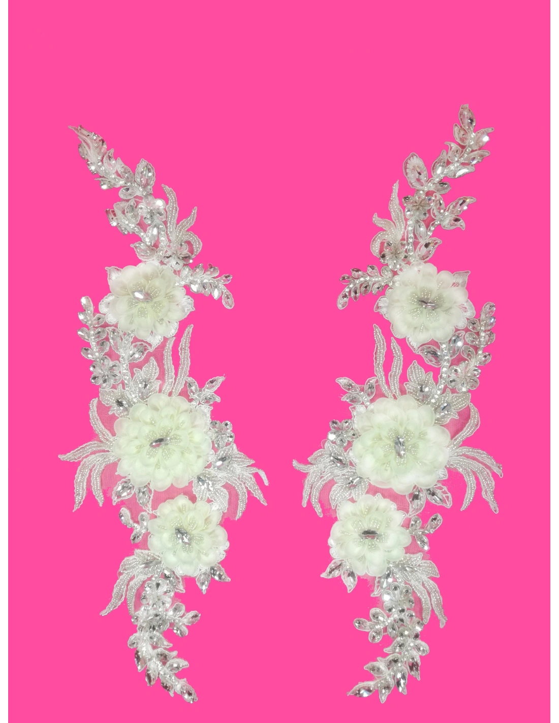 Application Strass Crystal on white tulle 29x12 cm - 1PC - DECORATIONS FOR CLOTHES