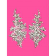Applicazione Strass Crystal su tulle Bianco cm 29x12 - 1PZ 2