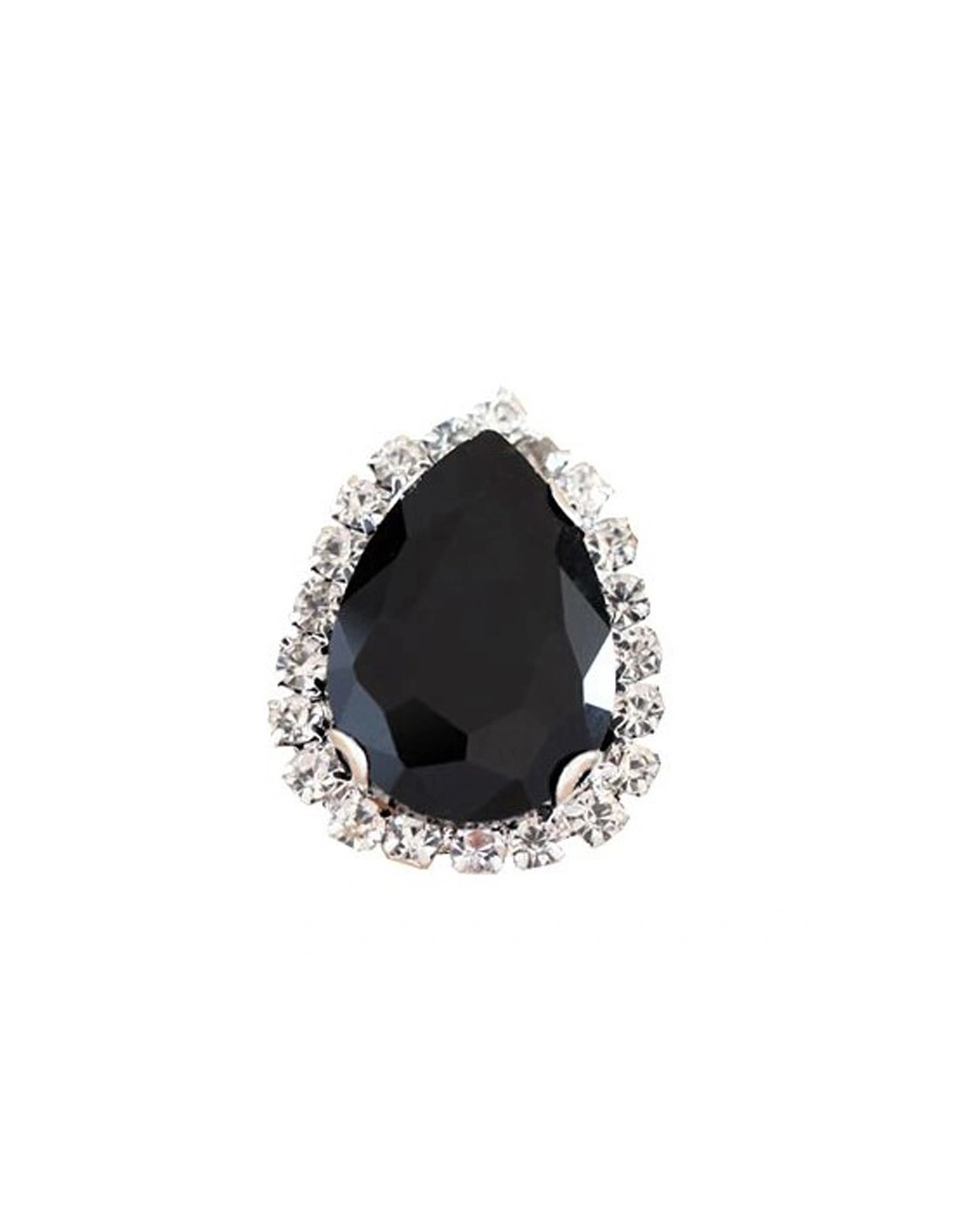 Drop stone setting 1,8X2,5 cm Jet-Silver